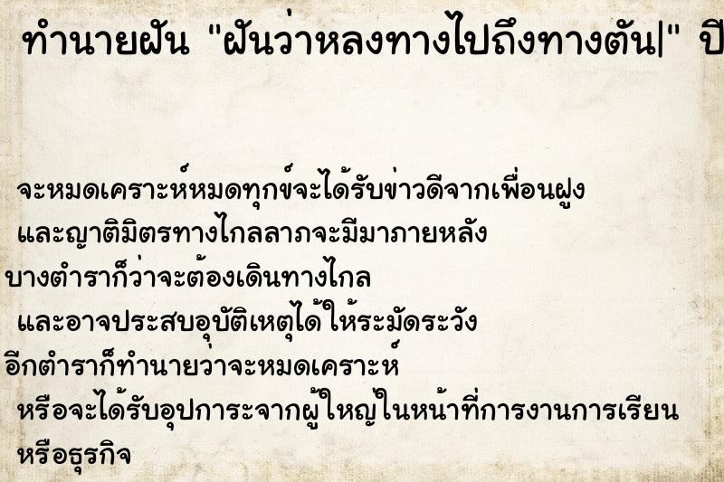 ทำนายฝันทำนายฝันฝันว่าหลงทางไปถึงทางตัน|